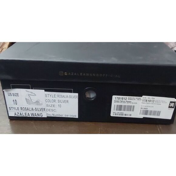 BNIB~AZALEA WANG Rosalia Black & Silver Platform Sparkle Wedge Heel Sandals Sz 1 - Picture 6 of 11